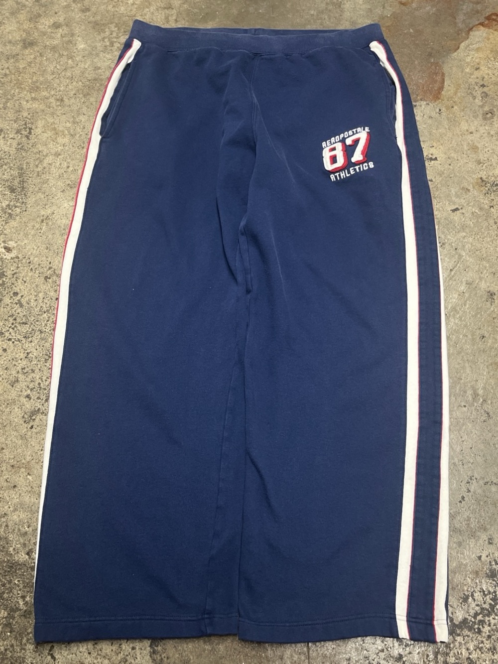 Y2K Aeropostale Baggy Sweatpants Mens Large Blue Stripes Streetwear Heavyweight
